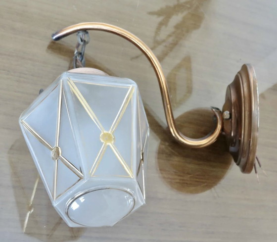 Image 1 of Lampe Applique " Lanterne " Art Deco, En Cuivre 1910