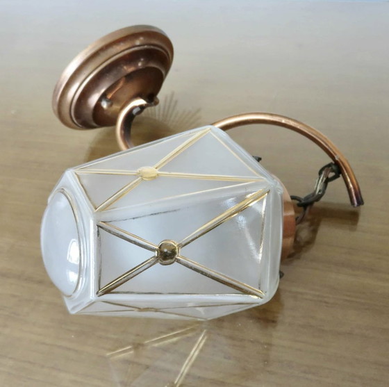 Image 1 of Lampe Applique " Lanterne " Art Deco, En Cuivre 1910