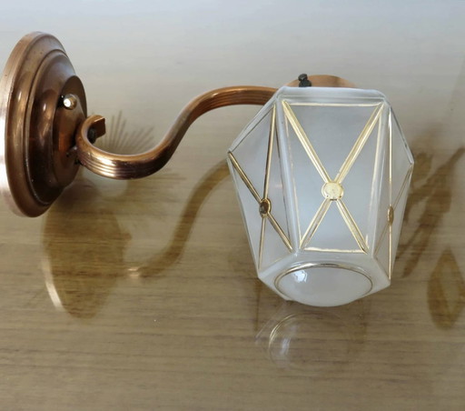 Lampe Applique " Lanterne " Art Deco, En Cuivre 1910