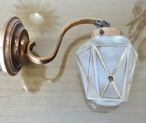 Lampe Applique " Lanterne " Art Deco, En Cuivre 1910