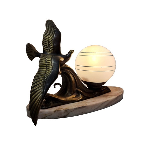 Image 1 of Lampe de table Art Déco sur socle en marbre