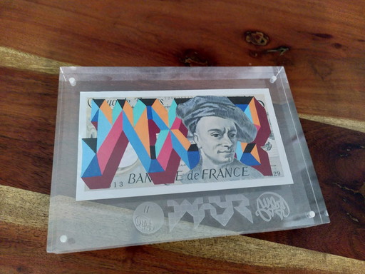 50Qdlt-1" Peinture de Wxyz sur le billet de 50 Ff "Quentin De La Tour".