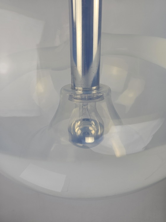 Image 1 of Lampe pendante italienne en verre avec ligne blanche