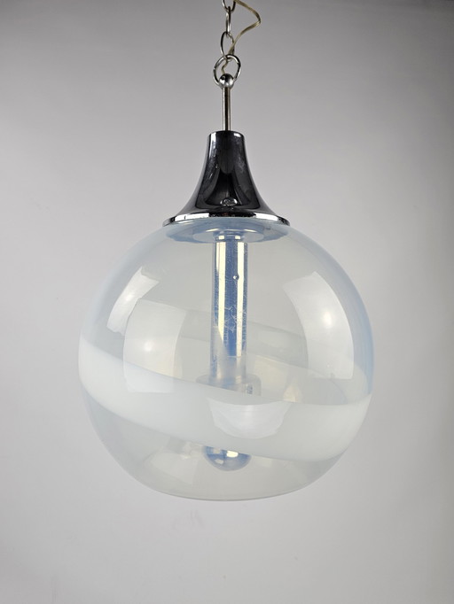 Lampe pendante italienne en verre avec ligne blanche