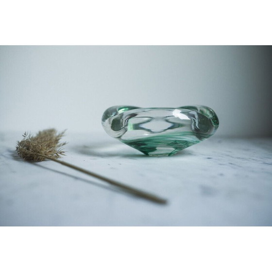 Image 1 of Cendrier vintage en verre par Max Verboeket pour Maastricht Kirstalunie, Pays-Bas années 1950