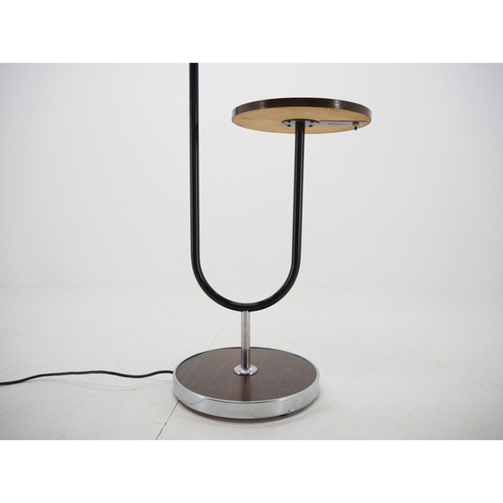 Image 1 of Lampadaire vintage Art Déco en chrome et bois par Jindrich Halabala, Tchécoslovaquie 1930