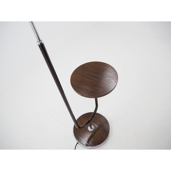 Image 1 of Lampadaire vintage Art Déco en chrome et bois par Jindrich Halabala, Tchécoslovaquie 1930
