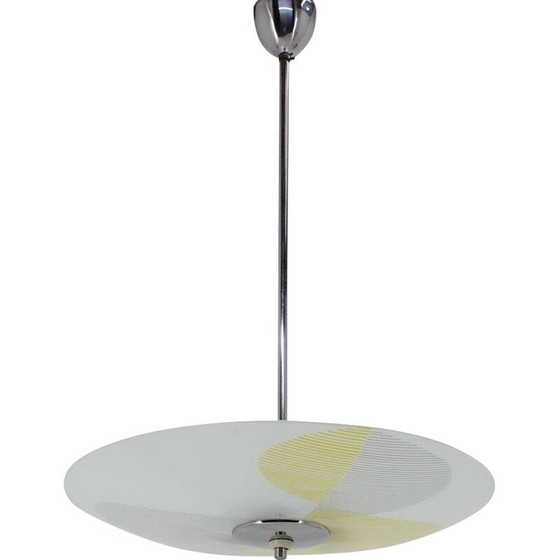 Image 1 of Suspension vintage en verre et métal, Tchécoslovaquie 1960