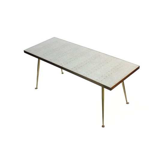 Image 1 of Table basse vintage en mosaïque sur pieds en laiton, 1950