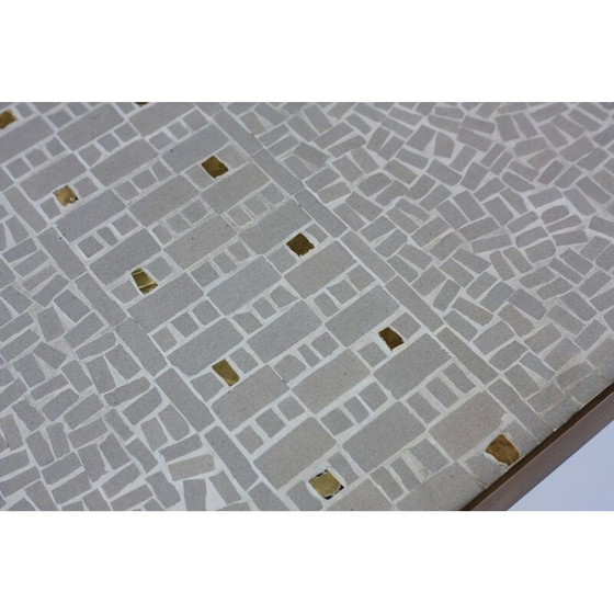 Image 1 of Table basse vintage en mosaïque sur pieds en laiton, 1950
