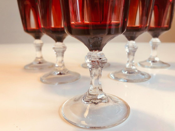 Image 1 of 6X verres à champagne Cristal D'Arques Luminarc Ruby Red Vintage