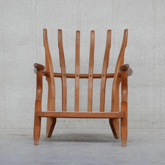 Image 1 of Fauteuil Repos en bois de chêne du milieu du siècle par Guillerme et Chamron, France années 1950