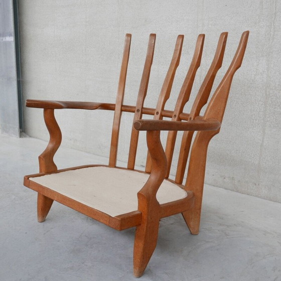 Image 1 of Fauteuil Repos en bois de chêne du milieu du siècle par Guillerme et Chamron, France années 1950