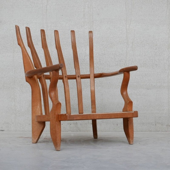 Image 1 of Fauteuil Repos en bois de chêne du milieu du siècle par Guillerme et Chamron, France années 1950