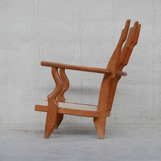 Image 1 of Fauteuil Repos en bois de chêne du milieu du siècle par Guillerme et Chamron, France années 1950