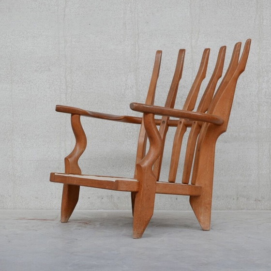 Image 1 of Fauteuil Repos en bois de chêne du milieu du siècle par Guillerme et Chamron, France années 1950