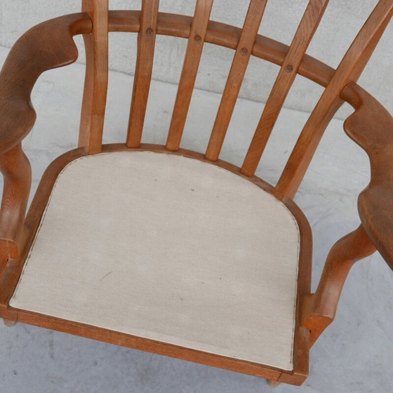 Image 1 of Fauteuil Repos en bois de chêne du milieu du siècle par Guillerme et Chamron, France années 1950