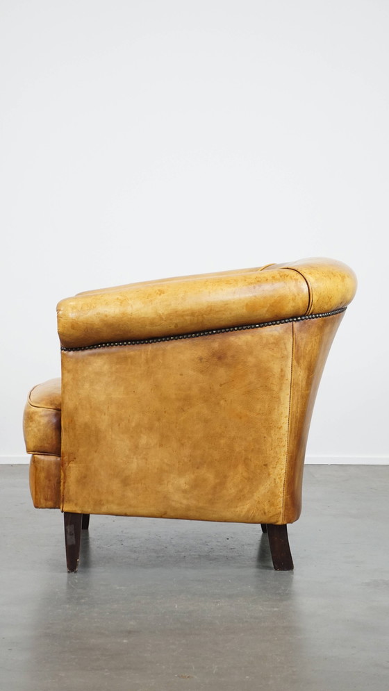 Image 1 of Fauteuil club en cuir de bœuf