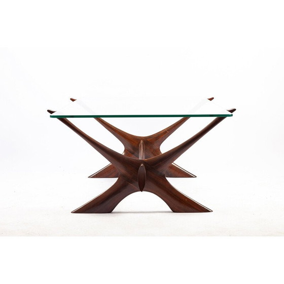 Image 1 of Frederik Schriever Abeln Table basse vintage en bois de rose et verre, Danemark 1960