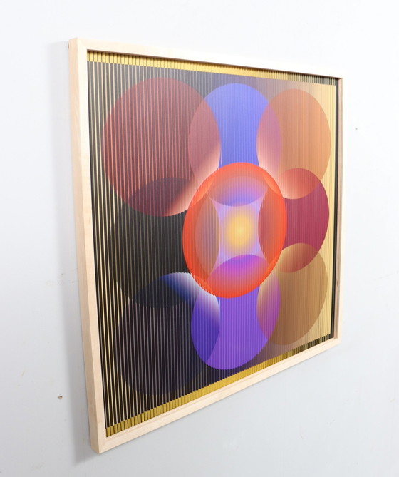 Image 1 of Lena László Pour Studio Exactly, Relief Lenticular/3D Sur Plaque Aluminium Avec Lamination '27 Different Circles', Limitée