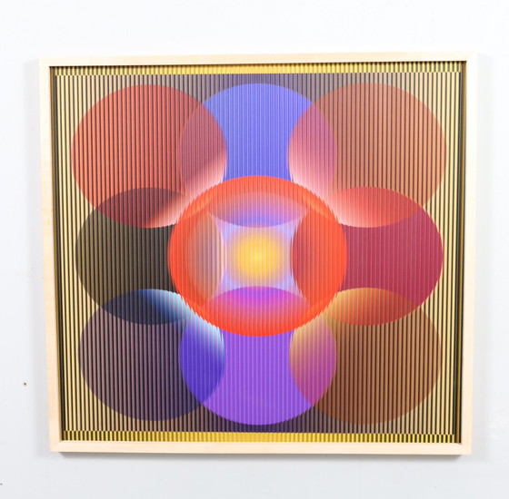 Image 1 of Lena László Pour Studio Exactly, Relief Lenticular/3D Sur Plaque Aluminium Avec Lamination '27 Different Circles', Limitée