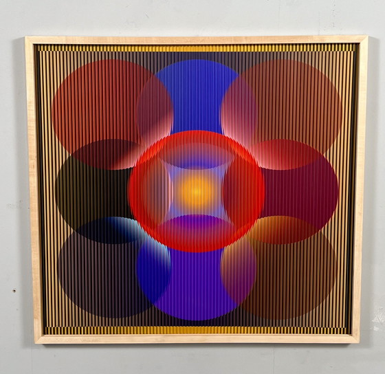 Image 1 of Lena László Pour Studio Exactly, Relief Lenticular/3D Sur Plaque Aluminium Avec Lamination '27 Different Circles', Limitée