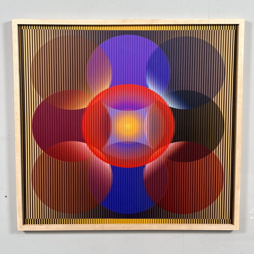 Lena László Pour Studio Exactly, Relief Lenticular/3D Sur Plaque Aluminium Avec Lamination '27 Different Circles', Limitée