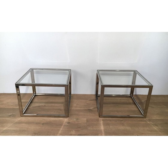 Image 1 of Paire de bouts de canapé chromés vintage, 1970