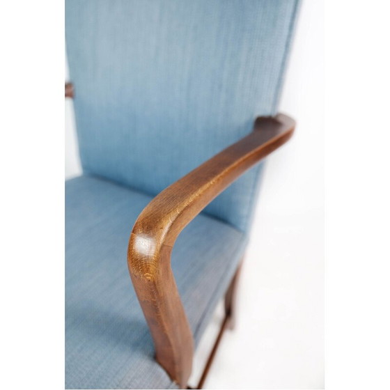 Image 1 of Fauteuil vintage en acajou et tapissé de tissu bleu clair par Fritz Hansen