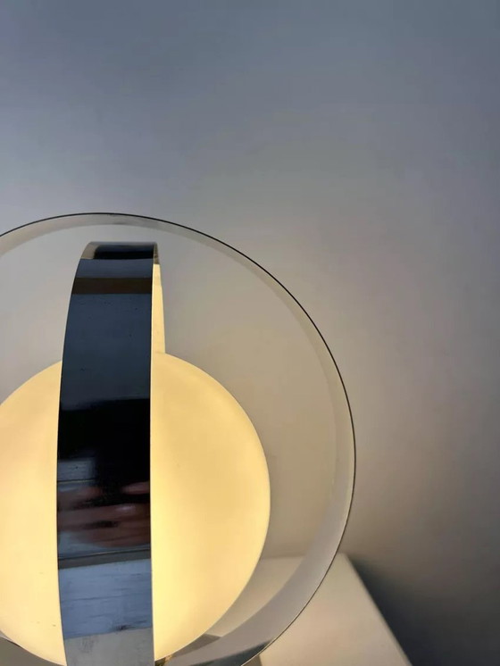 Image 1 of Lampe De Table Vintage, Chrome Et Opaline, France 1970