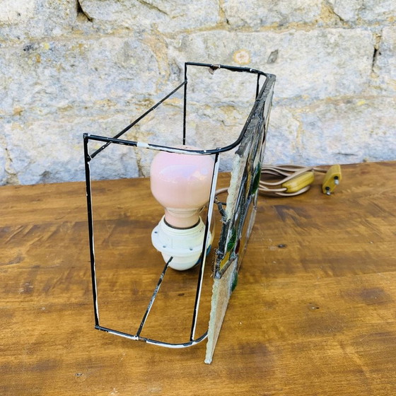 Image 1 of Lampe à vitrail vintage, assemblée en étain