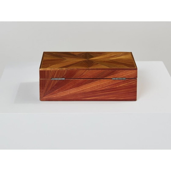 Image 1 of Boîte vintage en marqueterie de paille par Jean-Michel Frank, années 1930
