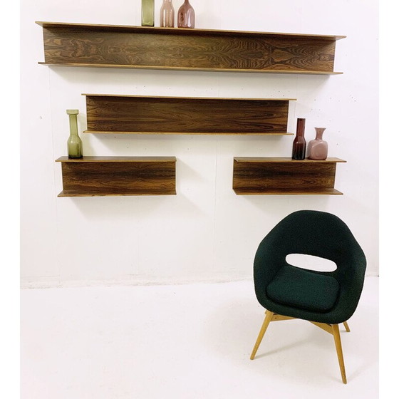 Image 1 of Ensemble de 4 étagères en bois vintage, Italie 1960