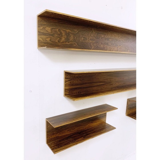 Image 1 of Ensemble de 4 étagères en bois vintage, Italie 1960