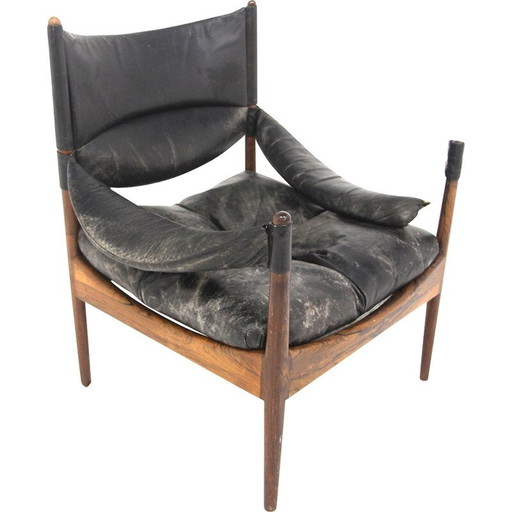 Fauteuil vintage en cuir "Modus" par Kristian Vedel pour Søren Willadesen Møbelfabrik, Danemark 1960