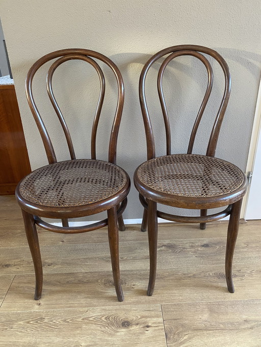 2 Chaises Thonet Vintage en bois courbé