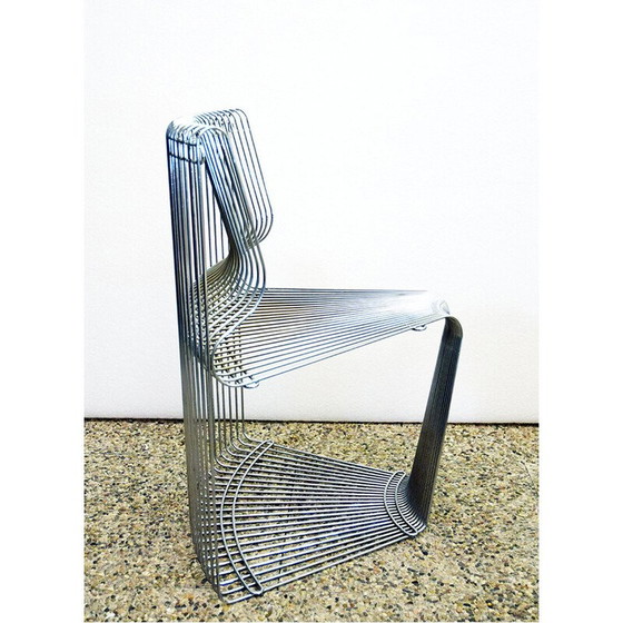 Image 1 of Ensemble de salle à manger vintage en métal et tissu Pantonova par Verner Panton pour Fritz Hansen, 1970