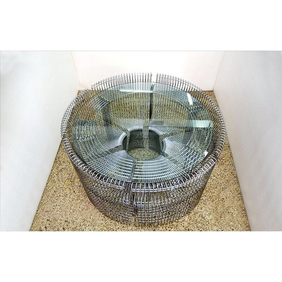 Image 1 of Ensemble de salle à manger vintage en métal et tissu Pantonova par Verner Panton pour Fritz Hansen, 1970