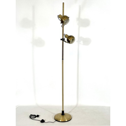 Lampadaire orientable vintage en laiton par Reggiani, Italie, années 1970