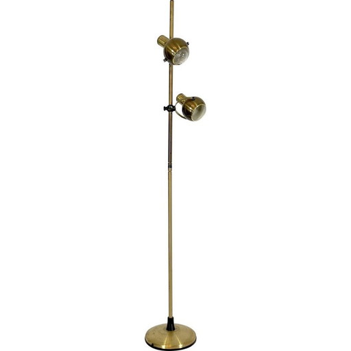 Lampadaire orientable vintage en laiton par Reggiani, Italie, années 1970