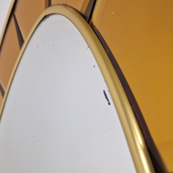 Image 1 of Miroir de sol en cristal vintage avec table console pour Cristal Art, Italie 1950