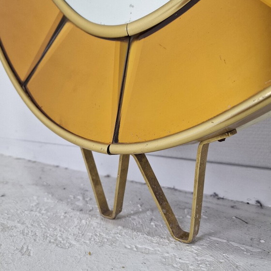 Image 1 of Miroir de sol en cristal vintage avec table console pour Cristal Art, Italie 1950