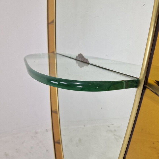 Image 1 of Miroir de sol en cristal vintage avec table console pour Cristal Art, Italie 1950