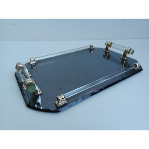 Plateau en miroir biseauté vintage, 1950