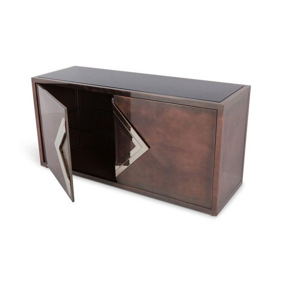 Image 1 of Buffet vintage en laiton et cuivre par Maison Jansen