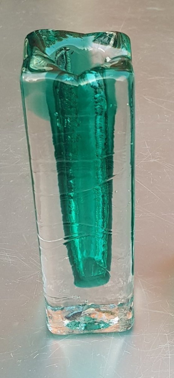 Image 1 of 2X Vase et bougeoir en verre vert émeraude et transparent