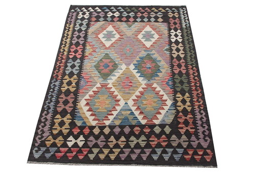 Kilim afghan en laine tissé à la main - 189 X 130 cm - Nouveau