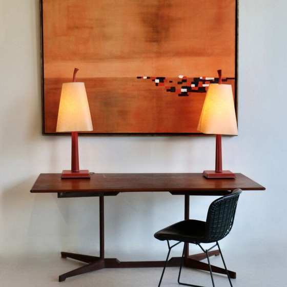 Image 1 of Bureau vintage en bois et placage de chêne, Italie 1970