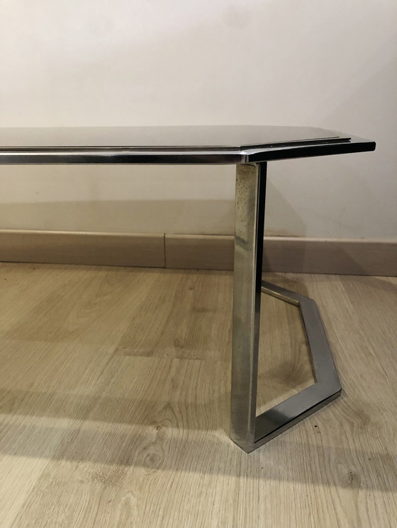 Image 1 of Table Basse Octogonale En Chrome Et En Laiton