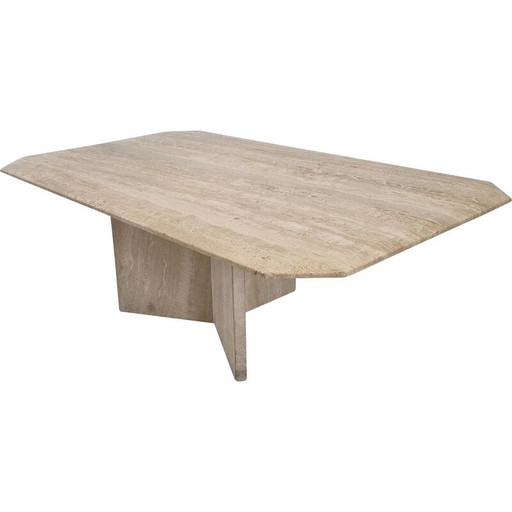 Table basse vintage italienne en travertin, 1980